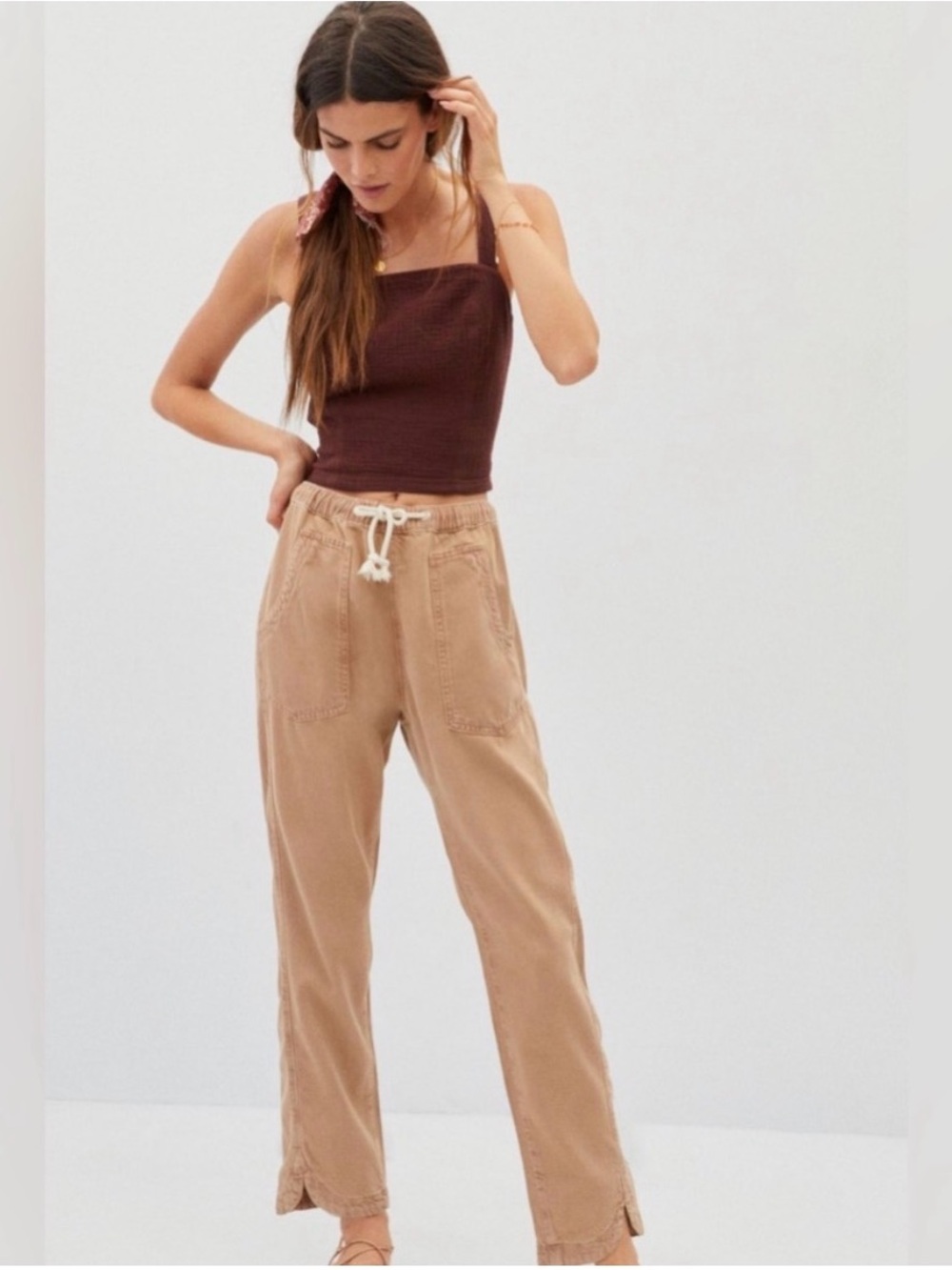 Anthropologie Pilcro High Rise Cropped Casual Pull On Drawstring Pants Small